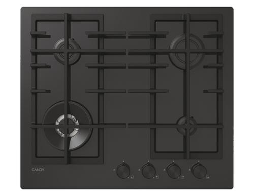 Plita incorporabila Candy CVFG6BF4PB, Gaz, 4 zone de gatire, 9450 W, hOn, Sticla securizata (Negru)