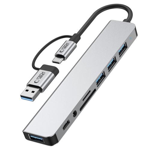 Hub USB-A / USB-C Tech-Protect HB06, 2 x USB-A, 2 x USB-A 3.0, 1 x USB-C, 1 x SD, 1 x microSD, 1 x Jack 3.5mm (Gri) 1 Hub USB-A / USB-C Tech-Protect HB06, 2 x USB-A, 2 x USB-A 3.0, 1 x USB-C, 1 x SD, 1 x microSD, 1 x Jack 3.5mm (Gri)