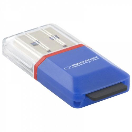 Cititor de carduri microSD Esperanza, USB 2.0, Albastru 1 Cititor de carduri microSD Esperanza, USB 2.0, Albastru