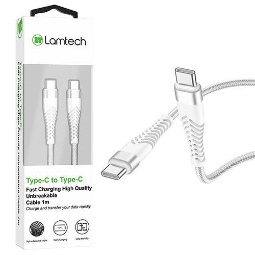 Cablu Date si Incarcare Lamtech, Type-C la Type-C, Incasabil, 1m, Alb 1 Cablu Date si Incarcare Lamtech, Type-C la Type-C, Incasabil, 1m, Alb