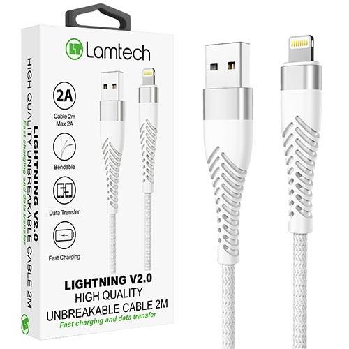 Cablu Date si Incarcare Lamtech, USB la Lightning, Incasabil, 2A, 2m, Argintiu 1 Cablu Date si Incarcare Lamtech, USB la Lightning, Incasabil, 2A, 2m, Argintiu