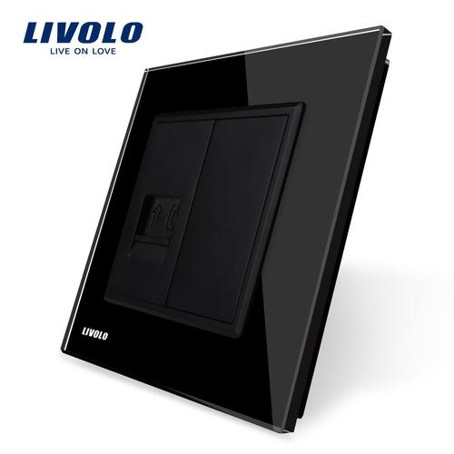Priza simpla Livolo, Telefon cu rama din sticla, 250V, 10A (Negru) 1 Priza simpla Livolo, Telefon cu rama din sticla, 250V, 10A (Negru)