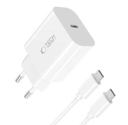 Incarcator Retea Cu Cablu USB-C Tech-Protect NC20W, 20W, 3A, 1 x USB-C, Alb 1 Incarcator Retea Cu Cablu USB-C Tech-Protect NC20W, 20W, 3A, 1 x USB-C, Alb