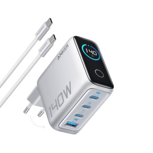 Incarcator de retea Anker Zolo 140W, Digital Display, 3x USB-C, 1x USB-A, PD 3.1, cablu USB-C inclus, Argintiu 1 Incarcator de retea Anker Zolo 140W, Digital Display, 3x USB-C, 1x USB-A, PD 3.1, cablu USB-C inclus, Argintiu