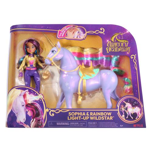 Set de joaca Unicorn Academy - Papusa Sophia si Wildstar, Lumina Curcubeu 1 Set de joaca Unicorn Academy - Papusa Sophia si Wildstar, Lumina Curcubeu