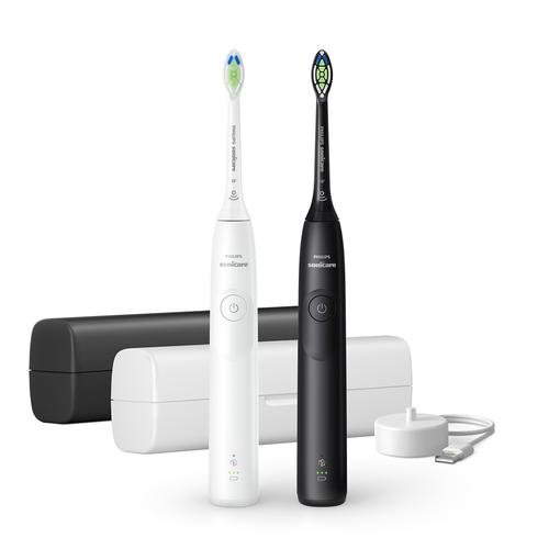 Set Periute de dinti electrice sonice Philips Seria 5300 HX7109/01, 2 viteze, 62.000 oscilatii, Temporizator, Husa calatorie (Alb/Negru) 1 Set Periute de dinti electrice sonice Philips Seria 5300 HX7109/01, 2 viteze, 62.000 oscilatii, Temporizator, Husa calatorie (Alb/Negru)