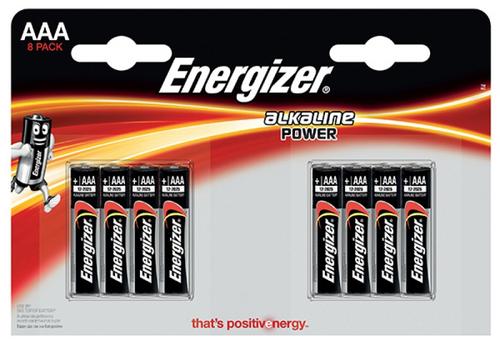 Baterii alkaline AAA Energizer, 8 buc/set 1 Baterii alkaline AAA Energizer, 8 buc/set