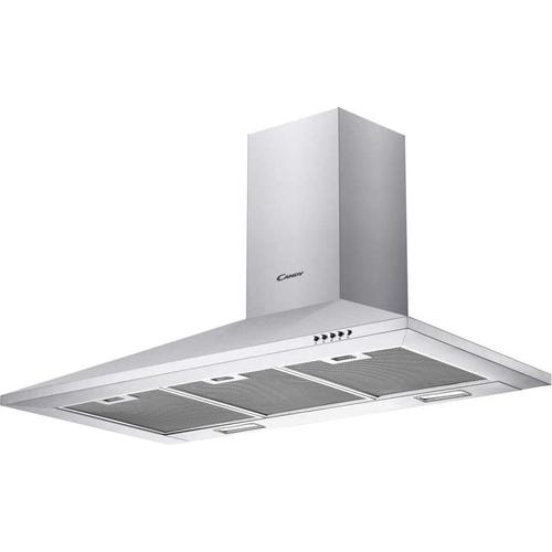 Hota incorporabila decorativa Candy CCE119/1X, Capacitate de absorbtie 305 m3/h, 1 motor, Filtru metalic, LED, 90 cm (Inox)
