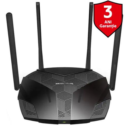 Router Wireless Mercusys MR70X, Gigabit, WiFi 6, Dual Band, 1800 Mbps, 4 Antene externe (Negru) 1 Router Wireless Mercusys MR70X, Gigabit, WiFi 6, Dual Band, 1800 Mbps, 4 Antene externe (Negru)