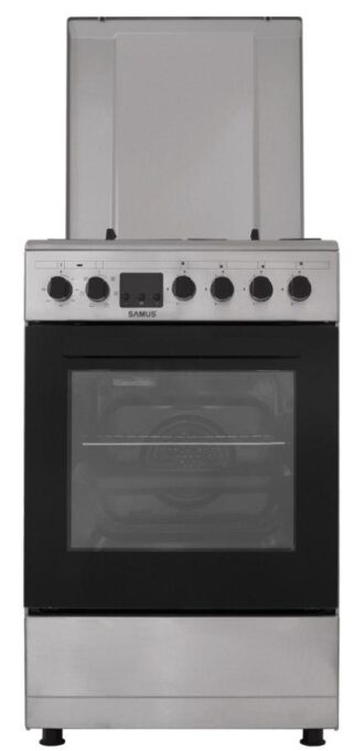 Aragaz mixt Samus SM563AENS INOX, Gaz, 4 Arzatoare, Cuptor electric, 43 L, 50 cm (Inox)