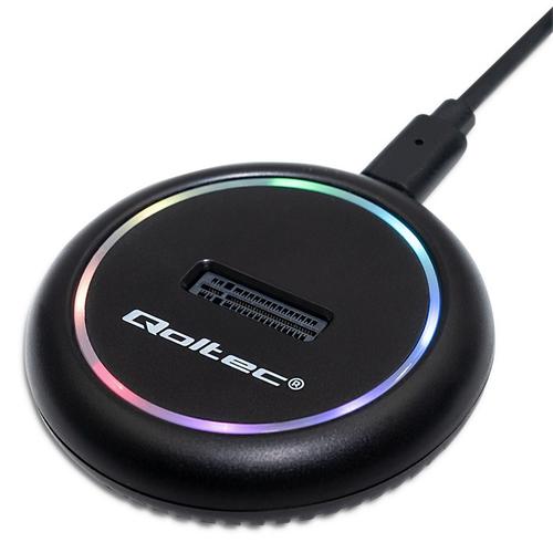Statie andocare SSD Qoltec 52273, M.2, SATA, NVMe, Max 2TB, USB-C, RGB (Negru) 1 Statie andocare SSD Qoltec 52273, M.2, SATA, NVMe, Max 2TB, USB-C, RGB (Negru)