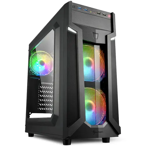 Carcasa Sharkoon VG6-W RGB, Mid-Tower, fara sursa, ATX, Negru 1 Carcasa Sharkoon VG6-W RGB, Mid-Tower, fara sursa, ATX, Negru
