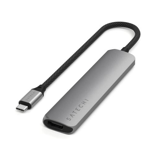 Adaptor Satechi 6-in-1 USB-C Slim Multiport, Hub, Docking Sation, 4K HDMI, USB-A 3.2, USB-C, micro/SD (Gri) 1 Adaptor Satechi 6-in-1 USB-C Slim Multiport, Hub, Docking Sation, 4K HDMI, USB-A 3.2, USB-C, micro/SD (Gri)