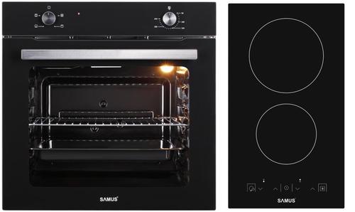 Pachet Samus B13 Cuptor incorporabil Samus SC621G4, Electric, 81 L, 4 functii + Plita incorporabila Samus PSVE-32BG3, Vitroceramica, 2 Zone de gatit (Negru)