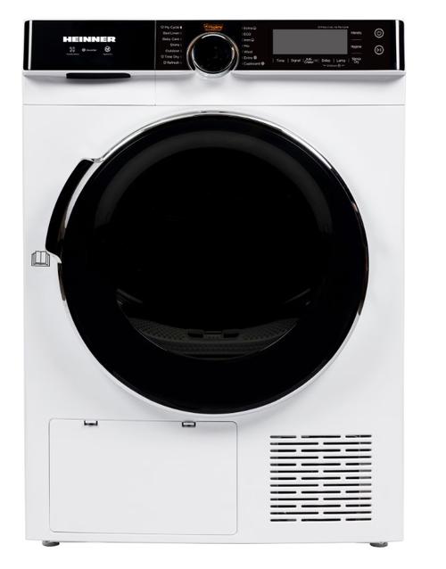 Uscator de rufe cu pompa de caldura HEINNER HHPD-M9K3A+++, 9 kg, Clasa A+++, 14 programe, Motor inverter, Control tactil, Lumina cuva (Alb)