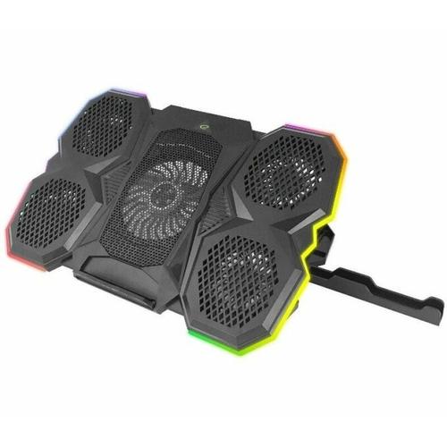 Cooler laptop Esperanza Breva, iluminare RGB, stand telefon, 5W (Negru) 1 Cooler laptop Esperanza Breva, iluminare RGB, stand telefon, 5W (Negru)