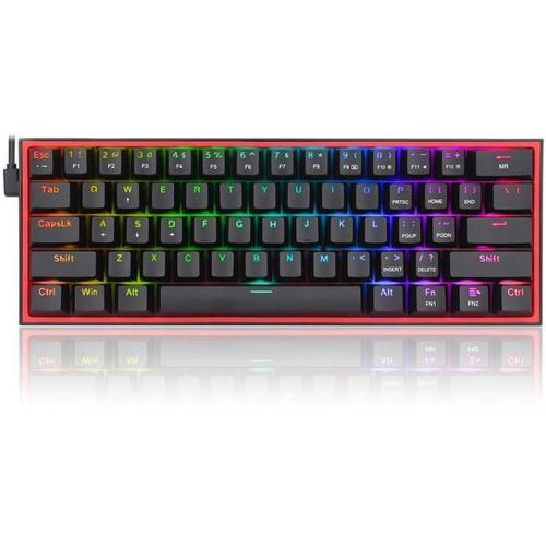 Tastatura Gaming Mecanica Redragon Fizz Black RGB Red Switch, USB, layout US, iluminare RGB (Negru)