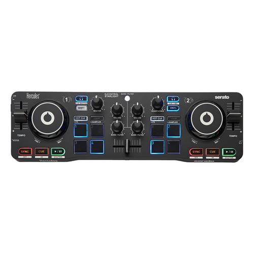 Consola portabila Hercules, Dj Control Starlight, iluminare RGB, efecte stroboscopice, paduri