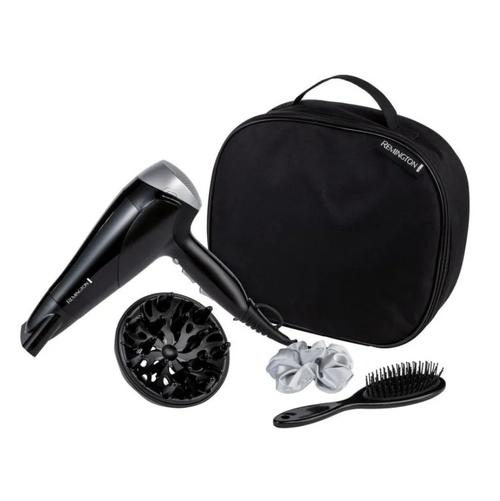Set uscator pentru par si perie Remington D3171GP, 2 viteze, 3 setari de temperatura, Jet aer rece, Accesorii (Negru)