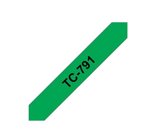 Banda Laminata Brother TC791, 9mm (Negru/Verde)