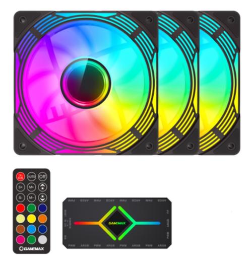 Ventilator Gamemax KF300 BK ARGB, 120mm, Black, 3 bucati 1 Ventilator Gamemax KF300 BK ARGB, 120mm, Black, 3 bucati