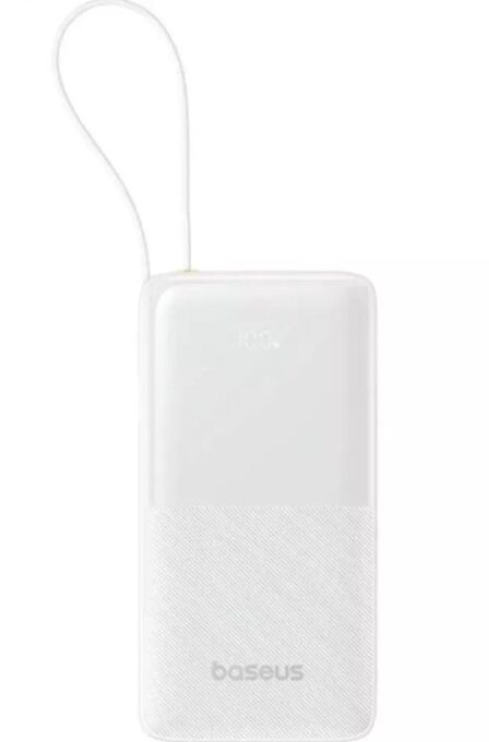 Baterie externa Baseus Bipow 2 10000 mAh Digital Display, cablu USB-C incorporat, 20W (Alb) 1 Baterie externa Baseus Bipow 2 10000 mAh Digital Display, cablu USB-C incorporat, 20W (Alb)