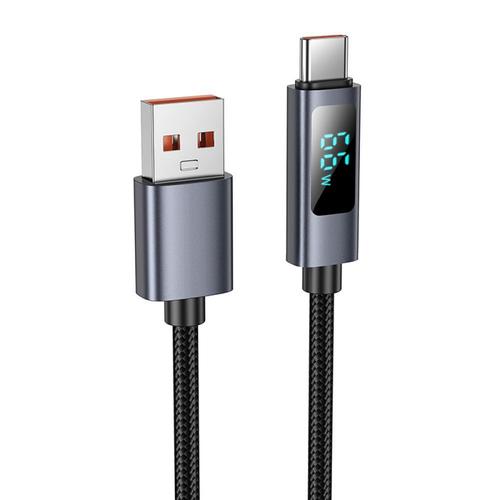 Cablu Date si Incarcare USB-A USB-C HOCO Display X112, 100 W, 1m (Negru) 1 Cablu Date si Incarcare USB-A USB-C HOCO Display X112, 100 W, 1m (Negru)