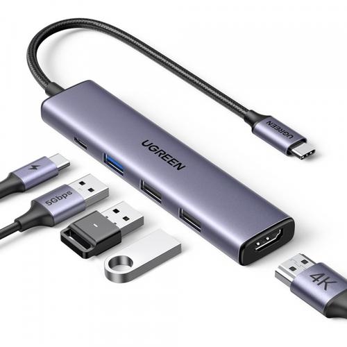 Hub USB-C UGREEN CM478, 1 x USB-A 3.0, 2 x USB-A, 1 x USB-C, 1 x HDMI (Gri) 1 Hub USB-C UGREEN CM478, 1 x USB-A 3.0, 2 x USB-A, 1 x USB-C, 1 x HDMI (Gri)
