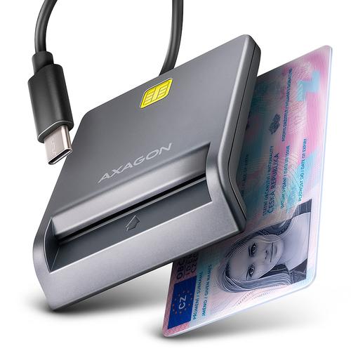 Cititor carduri inteligente / carte de identitate Axagon FlatReader CRE-SM3TC, USB-C (Gri) 1 Cititor carduri inteligente / carte de identitate Axagon FlatReader CRE-SM3TC, USB-C (Gri)