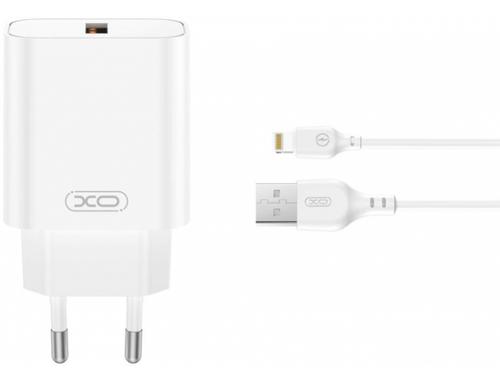Incarcator Retea Cu Cablu Lightning XO Design CE33, 18W, 3A, 1 x USB-A, Alb