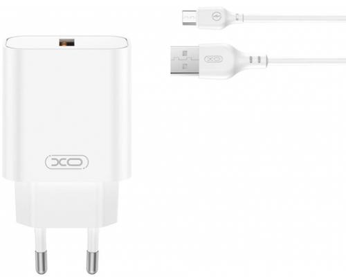 Incarcator Retea Cu Cablu microUSB XO Design CE33, 18W, 3A, 1 x USB-A, Alb