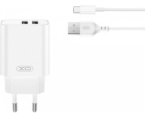 Incarcator Retea Cu Cablu USB-C XO Design CE34, 20W, 3A, 2 x USB-A (Alb)