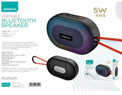 Boxa Portabila Omega OGQ101, Bluetooth, 5W RMS, RGB (Negru)