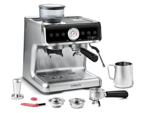 Espressor profesional manual cu rasnita de cafea Polti Coffea G50S, 2,8l, 1550W,15 bar, pentru espresso si cappuccino (Argintiu)