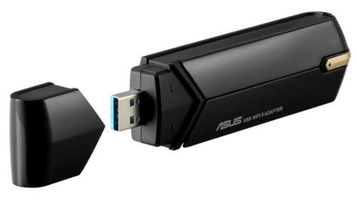 Adaptor Wireless ASUS USB-AX56, WiFi 6, Dual Band, 2 Antene externe (Negru) 1 Adaptor Wireless ASUS USB-AX56, WiFi 6, Dual Band, 2 Antene externe (Negru)