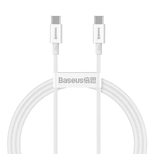 Cablu pentru incarcare si transfer de date Baseus Superior, 2x USB Type-C, 100W, 1m, Alb 1 Cablu pentru incarcare si transfer de date Baseus Superior, 2x USB Type-C, 100W, 1m, Alb