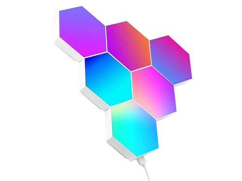 Panouri luminoase Tracer Smart Hexagon, RGB, 6 bucati, Bluetooth 5.0, Wi-Fi, 9 W (Alb)
