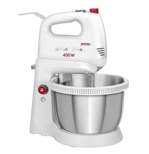 Mixer cu bol MPM MMR-21Z, 400W, 5 Trepte de viteza, Functie TURBO (Alb)