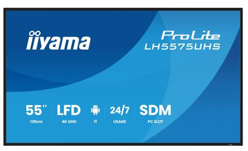 Ecran Profesional IPS LED Iiyama 54.6inch LH5575UHS-B2AG, UHD (3840 x 2160), HDMI, DisplayPort, Boxe (Negru)