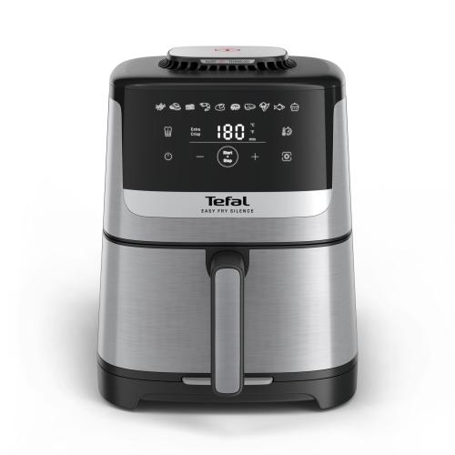 Friteuza cu aer cald Tefal Easy Fry Silence EY552DE0, 1670W, 5L, 10 programe automate, Gatire silentioasa, Tehnologia Extra-Crisp, Cronometru, temperatura ajustabila (Argintiu/ negru)