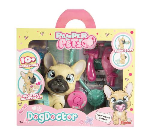 Set joc Simba toys Pamper Petz - Caine cu scutec si rechizite medicale, 17 cm