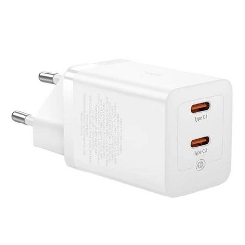 Incarcator retea Baseus GaN5, 40 W, 2 x USB Type-C (Alb)