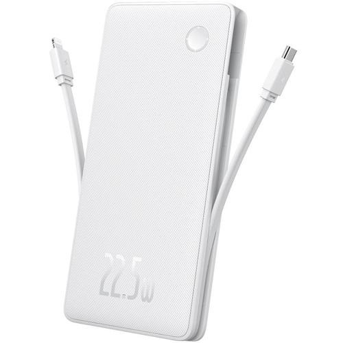 Acumulator extern Baseus Airpow Lite, 10000mAh, 22.5W, Incarcare rapida, USB-C, USB-A, cablu dual Lightning si USB-C (Alb)
