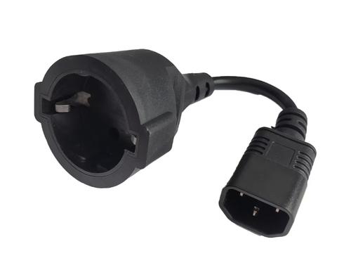 Cablu alimentare Spacer adaptor intrare C14 (tata) la iesire Schuko (mama), 10A, 0.15m lungime, Negru