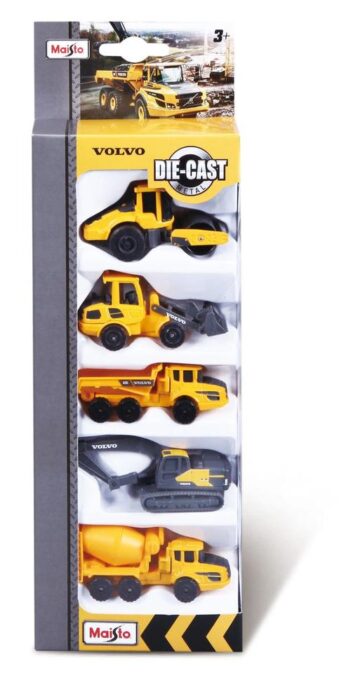 Set 5 utilaje de constructii Volvo (Galben)