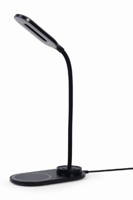 Lampa de birou LED Gembird TA-WPC10-LED-01, 10 W, Incarcare Wireless, 1.5m, Temperatura culoare 2893k-7072k (Negru)