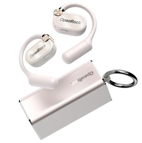 Casti alergare True Wireless OpenROck X, Open-Ear, Bluetooth 5.3, Anulare Zgomot cu AI, Multi-Pairing, 4 microfoane (Alb)