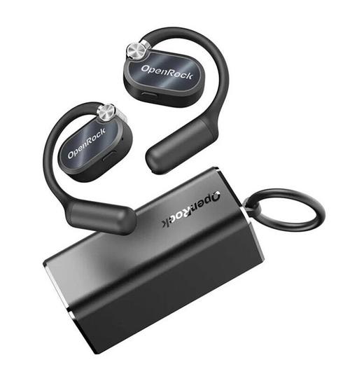 Casti alergare True Wireless OpenROck X, Open-Ear, Bluetooth 5.3, Anulare Zgomot cu AI, Multi-Pairing, 4 microfoane (Negru)
