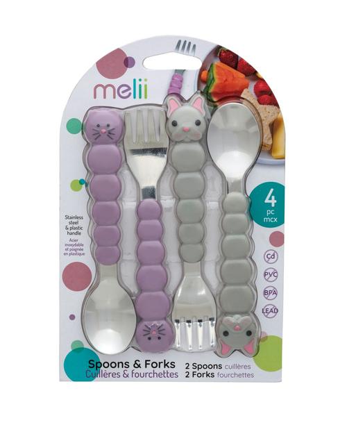 Set de tacâmuri Melii - Otel inoxidabil, 12luni +, Cat & Bulldog