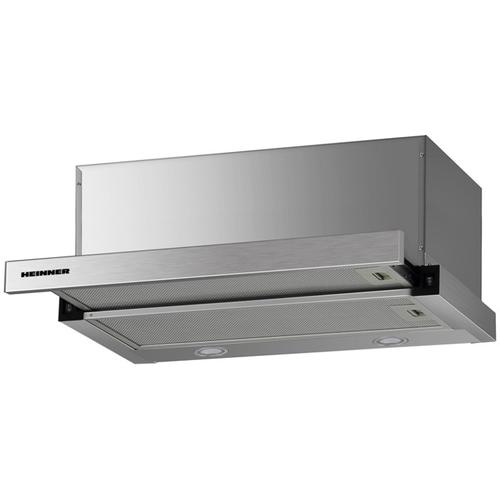 Hota incorporabila telescopica Heinner HTCH-F660IX, Putere de absorbtie 611.79 m3/h, 1 motor, Iluminare LED, 59.5 cm, Inox